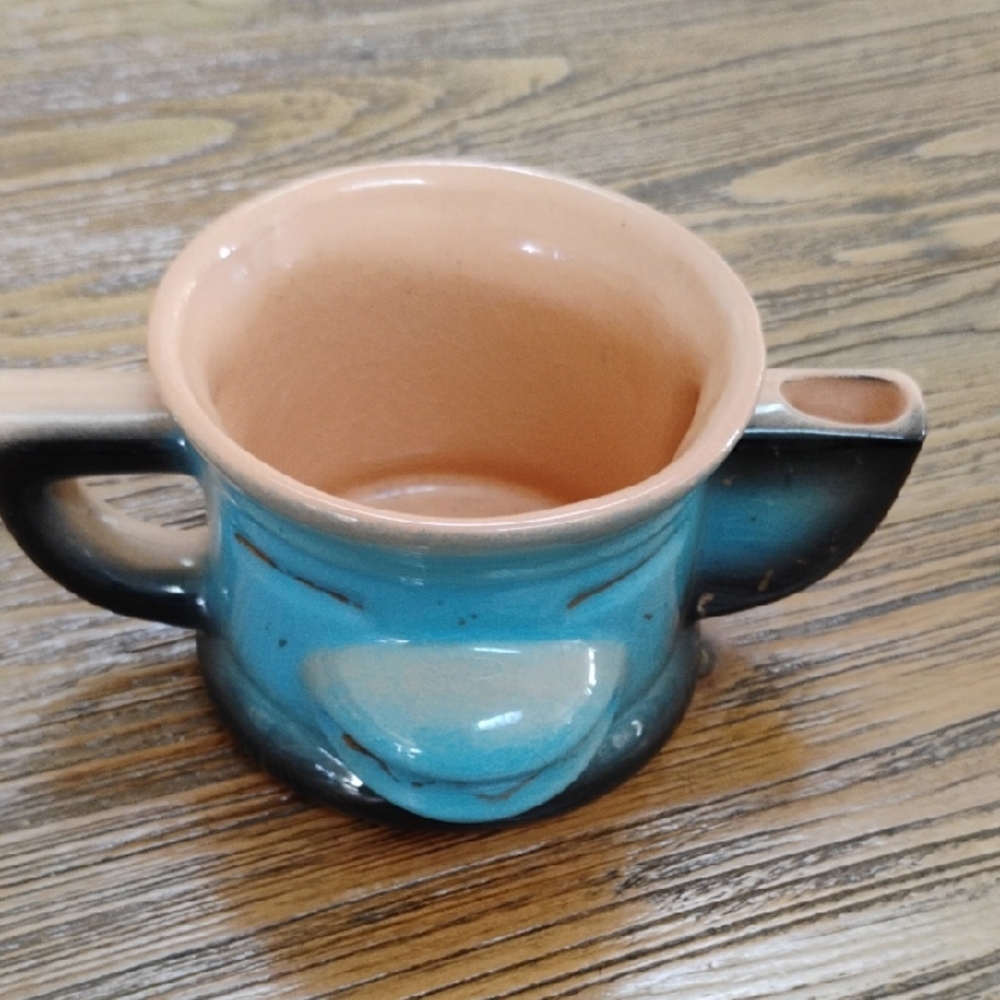 Vintage Kachina Creamer Pottery 2 1/2 In Tall Blue And Tan